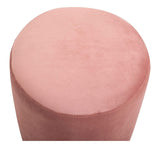 IDIMEX Pouf Ottoman Omero Bout de canapé Repose Pieds Tabouret Rond avec Base en métal doré, siège avec Assise rembourrée en Velours cuivre Rose