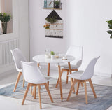 EGGREE Chaises Salle à Manger Scandinaves Lot de 4 Chaises de Cuisine, Rétro Tulip Rembourrée Chaise de Salle de Bureau, Pieds en Bois de Hêtre Massif, Blanc