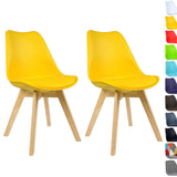 WOLTU 2 Chaises de Salle à Manger Cuisine/Salon chaises,Design en Similicuir et Bois Massif,Jaune BH29gb-2