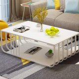 Table basse Cadre en acier industriel vent café Table carrée artificielle Conseil Countertop End Table for Salon Canapé thé Tables basses de salon (Color : White)