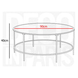 DecoInParis Table Basse en Verre Noir et métal THESSA