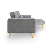 ANA - Canapé d'angle en Tissu Velours Gris Convertible Modulable Angle Réversible