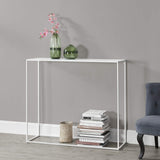 [en.casa] Table Console Table d'Appoint Industriel en Métal Résistant 95 x 110 x 32 cm Blanc Mat