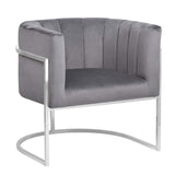 Fauteuil en Velours Gris LARVIK
