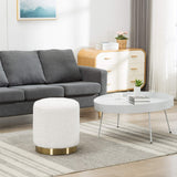 Wahson Pouf Tabouret en Fourrure Rond Repose Pieds avec Base en Métal Doré, Ottoman pour Salon/Chambre/Vestiaire