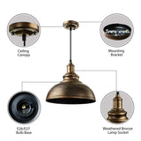 BAYCHEER E27 Métal Retro Lustre Abat-jour Suspensions Luminaires Plafonniers Lampe Industriel Cuivre