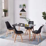 EGGREE Chaises Salle à Manger Scandinaves Lot de 4 Chaises de Cuisine, Rétro Tulip Rembourrée Chaise de Salle de Bureau, Pieds en Bois de Hêtre Massif, Noir