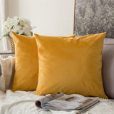 MIULEE Housse de Coussin Décoratif en Velours Taie d'oreiller Deco Chambre Canapé Lot de 2 40x40cm Moutarde