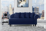 BHDesign Marie - Meridienne Moderne Antique - Velours - Coloris Bleu Navy