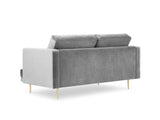 Milo Casa Canapé Velours, Brunello, 2 Places, Gris Clair, 170x95x92
