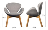 Meubletmoi Fauteuil tapissé avec accoudoir et piètement en Bois - Collection Elyt (Gris Chiné)