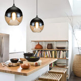 Lightsjoy Lustre Suspension Industrielle en Verre Moderne Mode Créatif Luminaire Intérieur pour Cuisine Salle à Manger Chambre Salon Bar Couloir Abat jour Couleur Noir et Ambre E27 (Sans Ampoule)