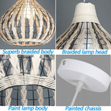 Rotin Lampe Suspendue Suspension Rétro Creative Handwoven Suspensions Réglables Lustre Décoratif Hauteur E27 Restaurant Chambre Salon Café Bar Lampes Suspendues Couloir Magasin,Beige