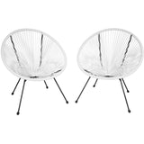 tectake 800729 2 Fauteuils Acapulco de Jardin de Salon Design rétro, pour Un Usage en intérieur et extérieur - Plusieurs Couleurs - (Blanc | no. 403303)