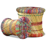 vidaXL 2x Tabouret Bambou avec Détails Chindi Multicolore Meuble de Salon