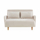 Alice's Home - Canapé Convertible 2 Places scandinave - Panam - Pieds Bois. bouclettes Blanches. Banquette. Dossier inclinable
