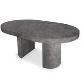 Menzzo Suzie Table Ronde Extensible, Bois, Béton, 260 x 110 x 76 cm