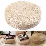 Tapis de pouf de sol, fabriqué à la main, respectueux de l'environnement, rembourré en paille tricotée