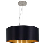 Eglo 31605 Suspension maserlo Diamètre 53 cm Nickel mat acier abat-jour noir/or