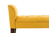 CLP Banquette Cleopatra Rembourrée Revêtement en Tissu - Chaise Longue avec Accoudoirs - Piétement en Bois - Banquette Capitonnée - Couleur: Jaune, Antique foncé