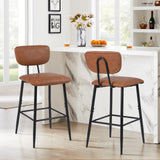 Nusetx Tabouret de Bar Lot de 2 Chaise de Bar avec Dossier et Repose-Pieds Tabourets Haute pour Cuisine Salle à Manger Bistro Rembourrés de 65 cm de Haut Marron
