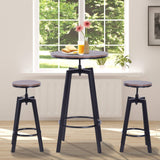 Homcom Ensemble Table de Bar Design Industriel + 2 tabourets Hauteur réglable MDF Coloris Bois Noyer Acier Noir