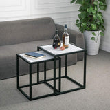 XWZJY Marbre Nordique Tables gigognes, Table Basse 2 pièces, Carré Table d'appoint empilable pour Le Salon Accueil, 40 x 40 x 45 cm + 45 x 45 x 50 cm