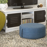 Italian Concept 101 Pouff Lindon, polyuréthane et Tissu, Bleu, 50 x 50 x 20 cm