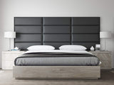 VANT - Panneaux muraux d'appoint rembourrés - Paquet de 4 - Facile à Installer - Double - Tête de lit King Size (Charbon en Cuir Noir Ancien, 76cm de Large)