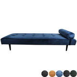 Nimara Charlie Daybed en Velours et Tissu | Lit de Jour en Velours avec appuie-tête, Oreiller, Vendu avec Pieds en Bois Noir | Dimensions : 80 x 200 cm