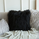 MIULEE Lot de 2 Housse de Coussin de Canapé en Fausse Fourrure Deluxe Décoratif Maison Chambre Lit Super Doux Peluche Mongolie Taie d'oreiller 45X45cm Gris Clair