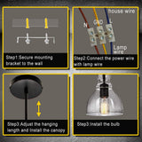 Lampop Suspension Luminaire Lustre Rétro Industriel Lampe de Plafond Vintage Eclairage Réglable Abat-jour Edison E27, pour Cuisine Salon Chambre à Coucher Couloir Café Bar Salle à manger