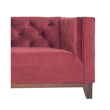 Maisonetstyles Canapé 2 Places en Velours Rouge et piètement en Bois - Malacca