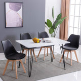 EGGREE Chaises Salle à Manger Scandinaves Lot de 4 Chaises de Cuisine, Rétro Tulip Rembourrée Chaise de Salle de Bureau, Pieds en Bois de Hêtre Massif, Noir