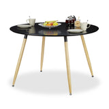 Relaxdays Table à manger ronde ARVID style scandinave 6 - 8 personnes HxD: 75 x 120 cm en bois, noir