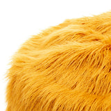 Icon Pouf Classique en Fausse Fourrure Mongole Yeti, Jaune Ocre, Poufs de Salon, 85cm x 50cm, Pouf Poire Grand, Chaise pour Chambre