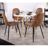 LeMonde Chaise de Salle à Manger Lot de 4 Chaises Salle à Manger Chaises de Cuisine Vintage en Suede Cuir Brun