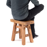 DESIGN DELIGHTS Tabouret en bois rustique vintage 40" | Bois dur recyclé, 43 x 45 x 27 cm (H x l x P) | Tabouret en bois massif, tabouret | Couleur : 08 miel ciré