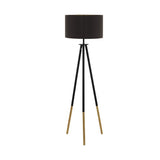 EGLO 49148 Lampe sur Pied, Acier, Textile, E27, 60 W, Noir, Bois