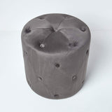 Homescapes Pouf Rond en Velours capitonné Windsor, Tabouret ou Repose-Pieds, Gris, 40 x 40 x 40 cm