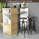 Aingoo Vintage Lot de 2 Tabourets de Bar Industriel Bar Tabouret Hauteur Réglable en Bois de Métal Design Bistro Pub Chaise, Brun Foncé