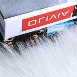 QINGLOU Peau de Mouton synthétique,Cozy Sensation comme véritable Laine Tapis en Fourrure synthétique, Fluffy Soft Longhair Décoratif Coussin de Chaise Canapé Natte (Blanc（Carré）, 45 x 45cm)