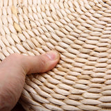 Tapis de pouf de sol, fabriqué à la main, respectueux de l'environnement, rembourré en paille tricotée
