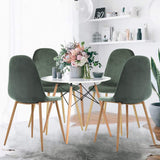 Lot de 2 Chaises Velours Scandinaves,Chaise de Forme Ergonomique avec Dossier Doux et Coussin Incurvé-Pieds en Bois de Hêtre Massif pour Salle à Manger,Patio,Salle de Café,Jaune,44.5*47*85.5cm