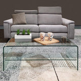 Meubletmoi Table Basse en Verre trempé - avec étagère vitrée rectangulaire - Design Salon Moderne - Ice