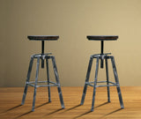 Tabouret de Bar Réglable YAKO 2 Design Luxe Loft Vintage Industriel Gris Brossé Métal & Bois