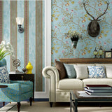 ACCEY Pays d'Amérique fonds d'écran style rustique vintage nostalgique salon chambre fleurs et oiseaux vert foncé papier peint arrière TV@99102_brown_5.3㎡