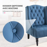 Homcom Fauteuil Chesterfield Grand Confort Dossier Assise capitonné avec Boutons Velours Bleu
