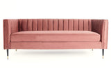 Menzzo Djulian Canapé en Velours, Bois, Rose, L184 x P75 x H72 cm