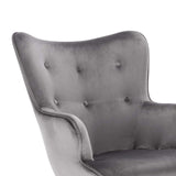 WOLTU SKS22dgr Fauteuil de détente Fauteuil Relaxant en Velours et Bois Massif Fauteuil TV avec Tabouret Repose-Pieds,Gris Foncé